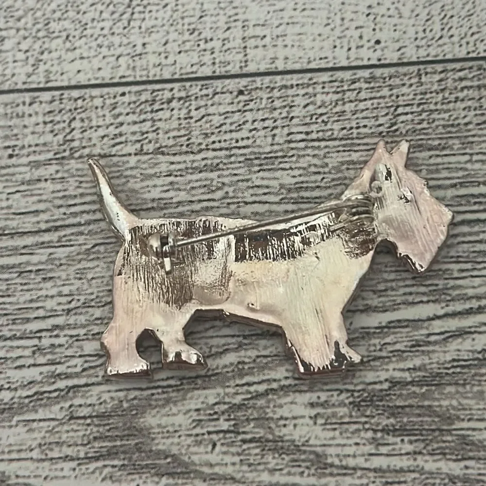 Scottie Terrier Marcasite and Rose Gold Tone Pin